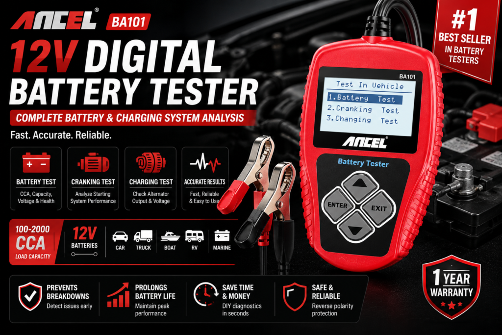 ANCEL Battery Tester Review – Tests Battery, Alternator & Starter