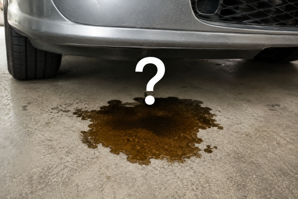 Fluid leak under a vehicle