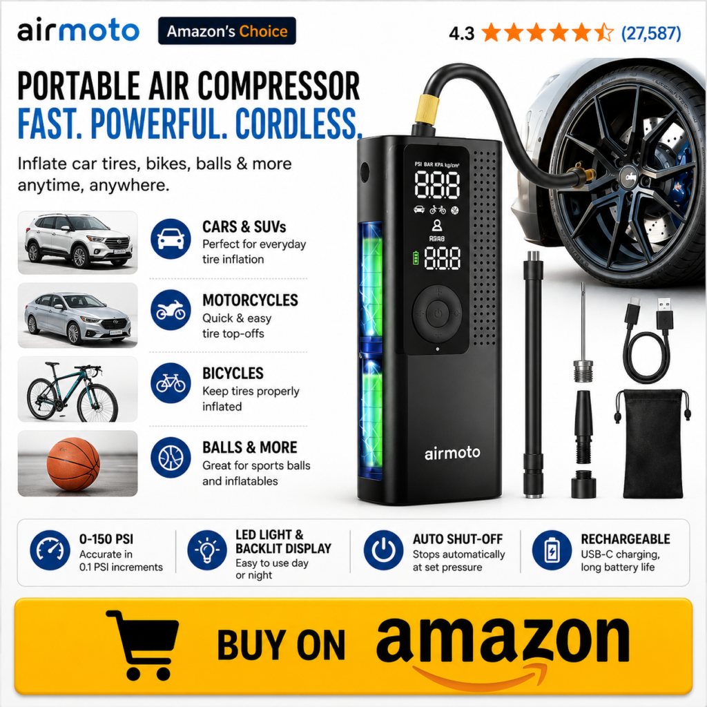 Portable air compressor for cars