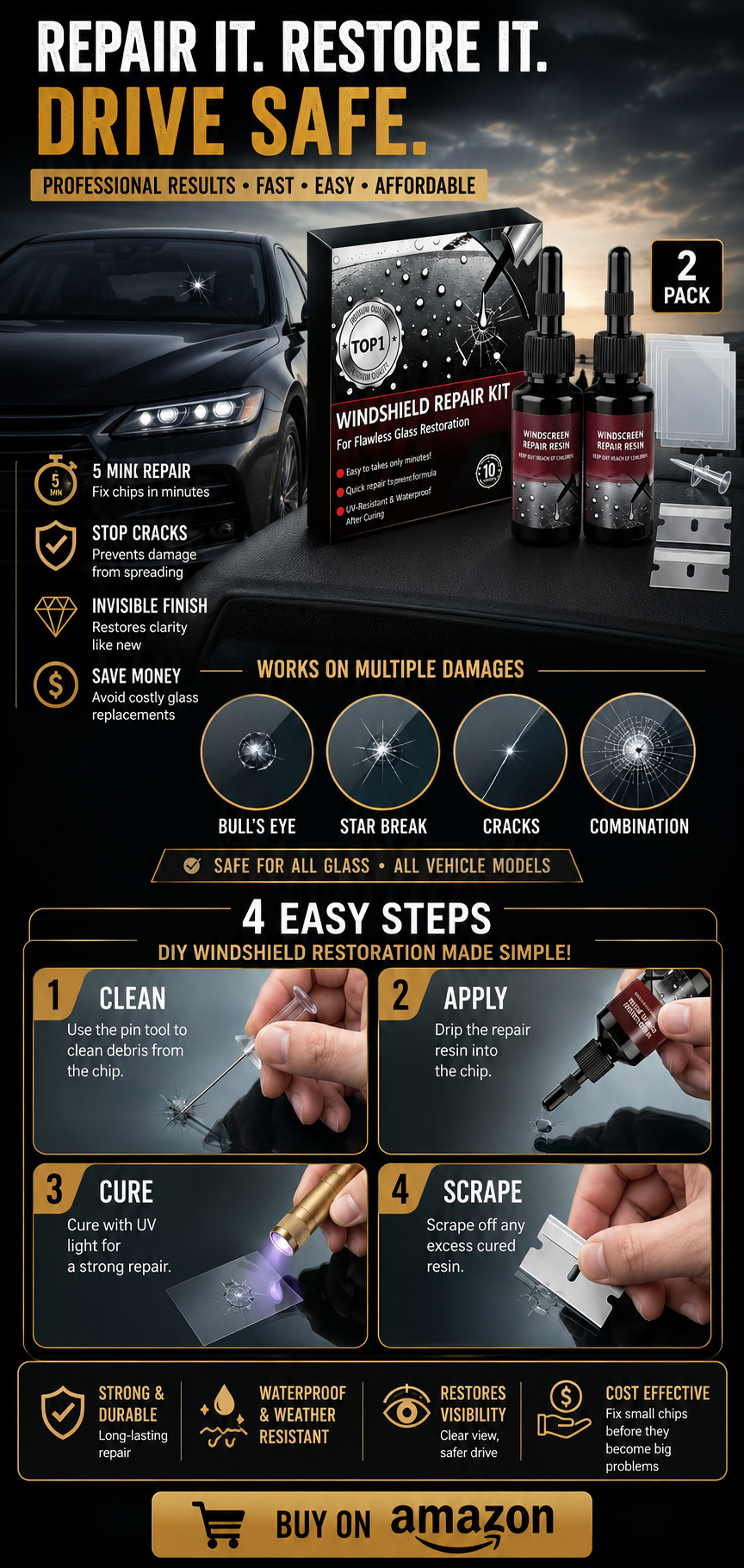 Windshield repair kit 